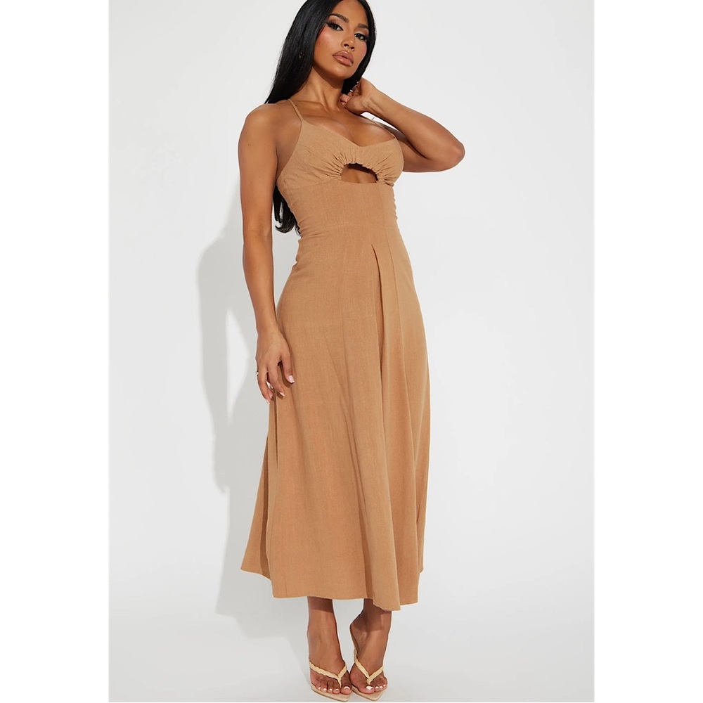 Fashion Nova Tan Midi Dress